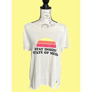 Freeze Short Sleeve Cream Stay Inside State of Mind Graphic T-shirt Medium NWOT